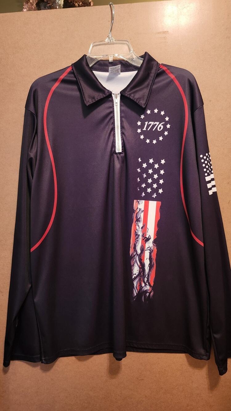 Patriotic 1776 Men's Size XXL Long Sleeve 1/4 Zip Polo Shirt American #534